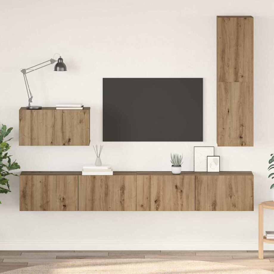 vidaXL TV-kast set 4 pcs artisanaal eikenkleurig Medium Bewerkt hout vidaXL TV-kast set 4 pcs artisanaal eikenkleurig Medium Bewerkt hout afbeelding 1