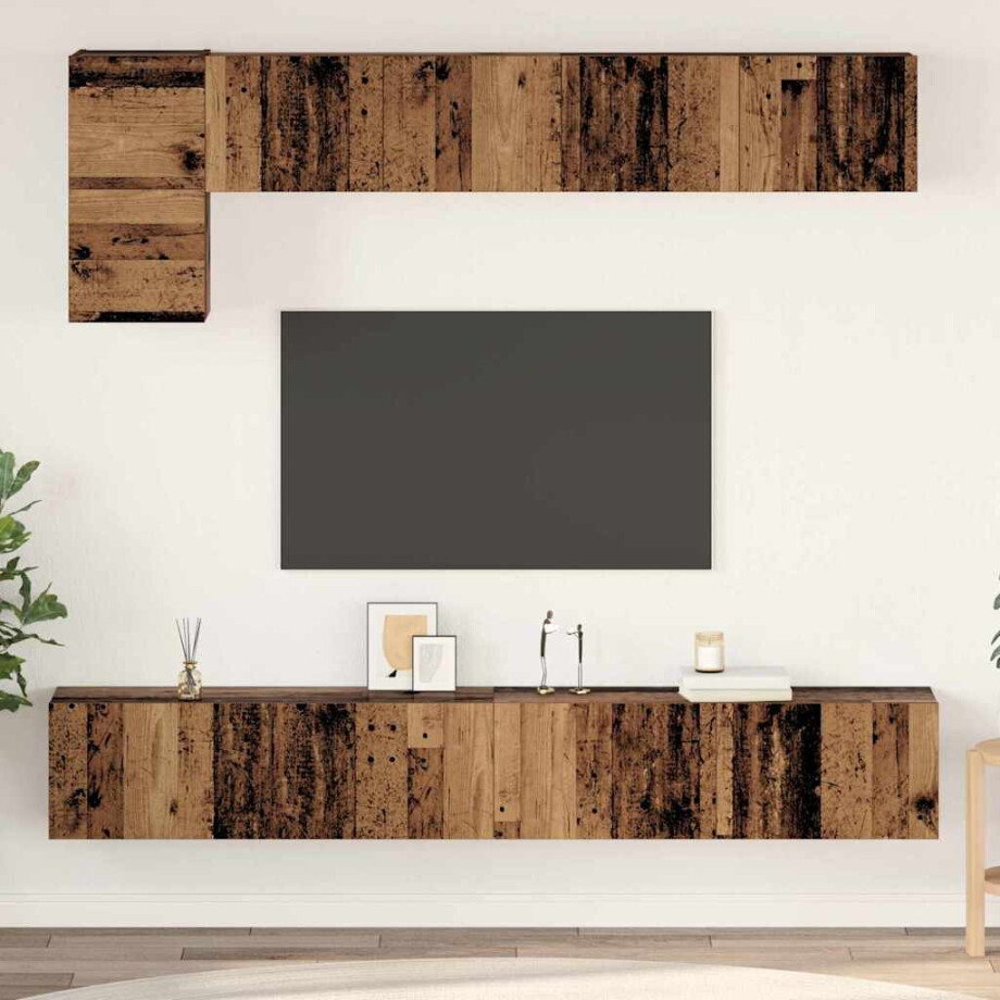 vidaXL Tv-meubelset 5 pcs Oud hout Medium 100 cm x 30 cm x 30 cm vidaXL Tv-meubelset 5 pcs Oud hout Medium 100 cm x 30 cm x 30 cm afbeelding 1