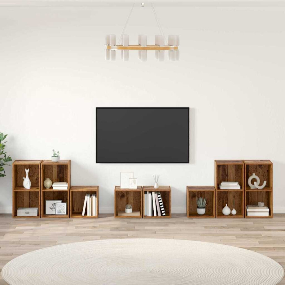vidaXL TV-kast set Wandgemonteerd 8 pcs Oud Hout Bewerkt hout vidaXL TV-kast set Wandgemonteerd 8 pcs Oud Hout Bewerkt hout afbeelding 1