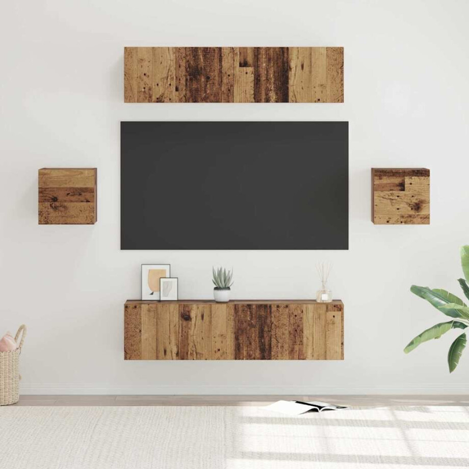 vidaXL Tv-meubelset 6 pcs Oud hout Medium 30.5 x 30 x 30 cm afbeelding 1