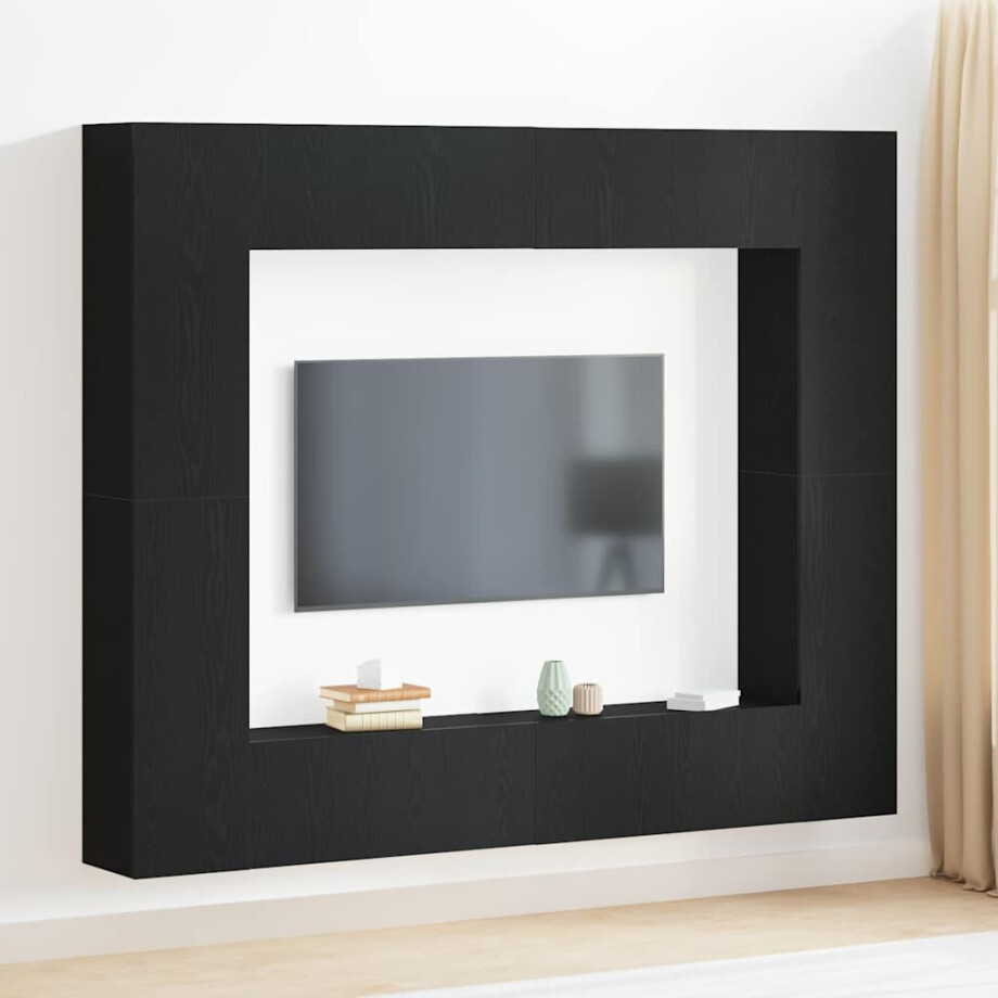 vidaXL Tv-meubelset Wandgemonteerd Zwart Bewerkt hout vidaXL Tv-meubelset Wandgemonteerd Zwart Bewerkt hout afbeelding 1