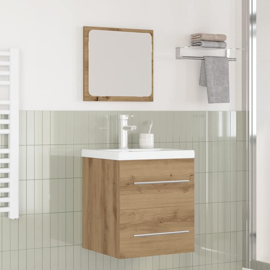 vidaXL Badkamermeubelset met lade 2 pcs Zwart eiken 41 x 38.5 x 48 cm afbeelding 1