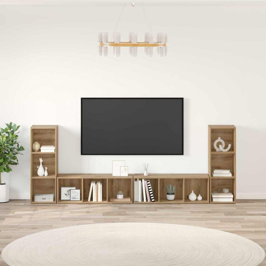 vidaXL Tv-meubelset 4 pcs Artisan Eiken 37 x 35 x 107,5 cm vidaXL Tv-meubelset 4 pcs Artisan Eiken 37 x 35 x 107,5 cm afbeelding 1