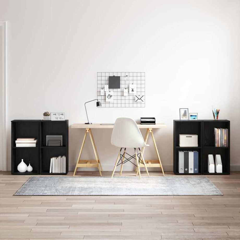 vidaXL Tv-meubelset 4 pcs Zwart Eiken 37 x 37 x 72 cm Bewerkt hout vidaXL Tv-meubelset 4 pcs Zwart Eiken 37 x 37 x 72 cm Bewerkt hout afbeelding 1