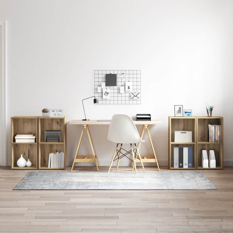 vidaXL Tv-meubelset 4 pcs Artisan Eiken 37 x 37 x 72 cm Bewerkt hout afbeelding 1