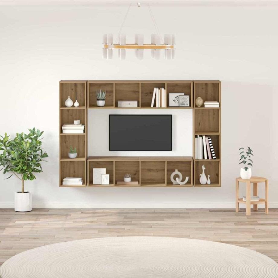 vidaXL Tv-meubelset 4 pcs Bruin 37 x 37 x 142,5 cm Bewerkt hout vidaXL Tv-meubelset 4 pcs Bruin 37 x 37 x 142,5 cm Bewerkt hout afbeelding 1