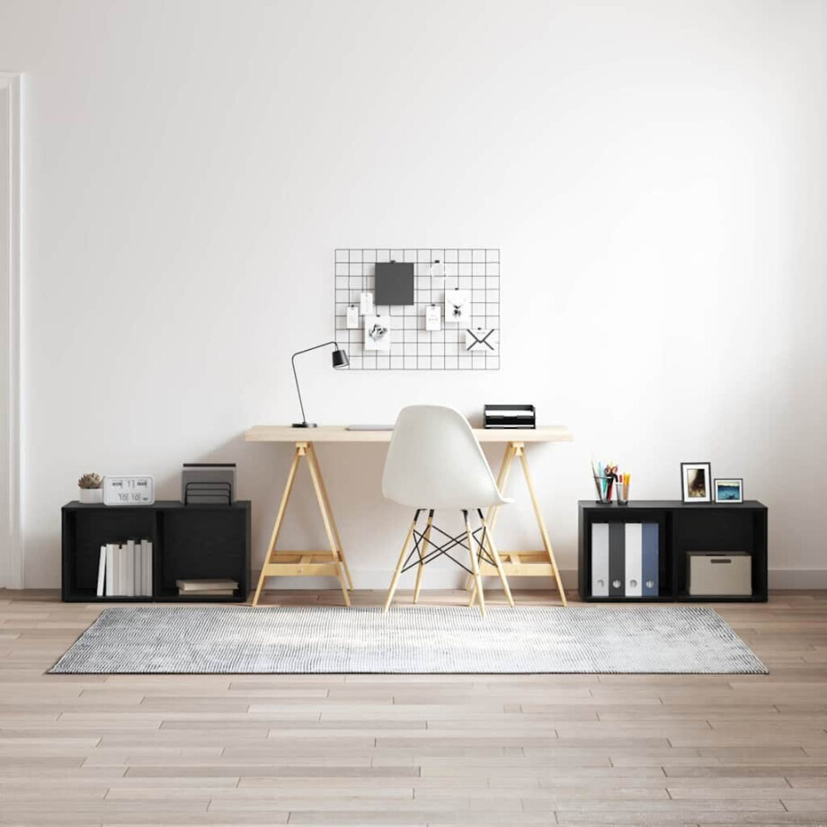 vidaXL Tv-meubelset 2 pcs Zwart Eiken 72 x 35 x 36,5 cm Bewerkt hout vidaXL Tv-meubelset 2 pcs Zwart Eiken 72 x 35 x 36,5 cm Bewerkt hout afbeelding 1