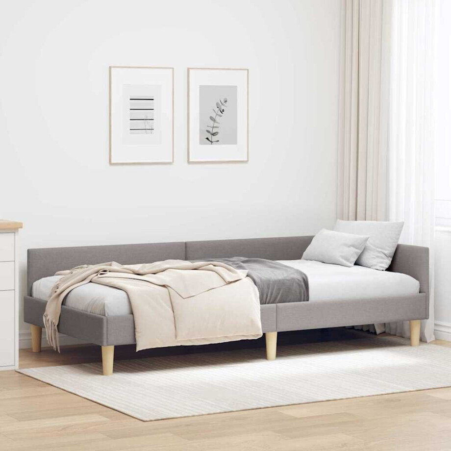 vidaXL Hoekbedframe Taupe 80 x 200 cm Stof afbeelding 1