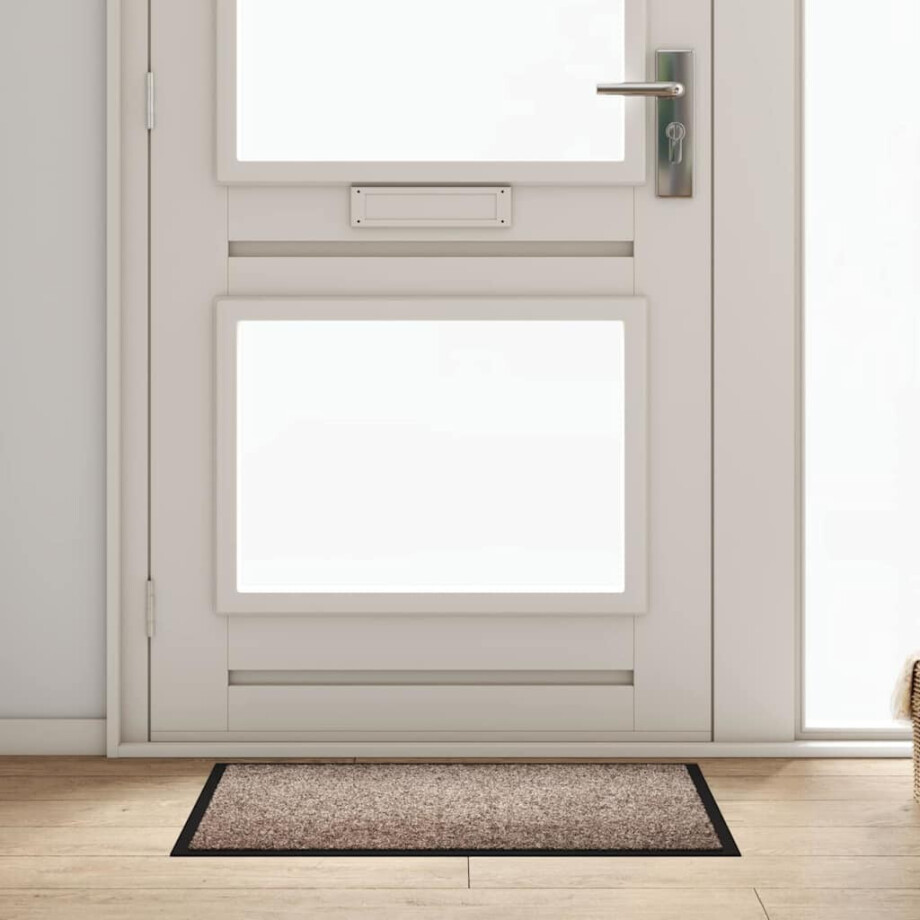 vidaXL Deurmat Beige 60 x 40 x 1.2 cm Teddy Stof afbeelding 1