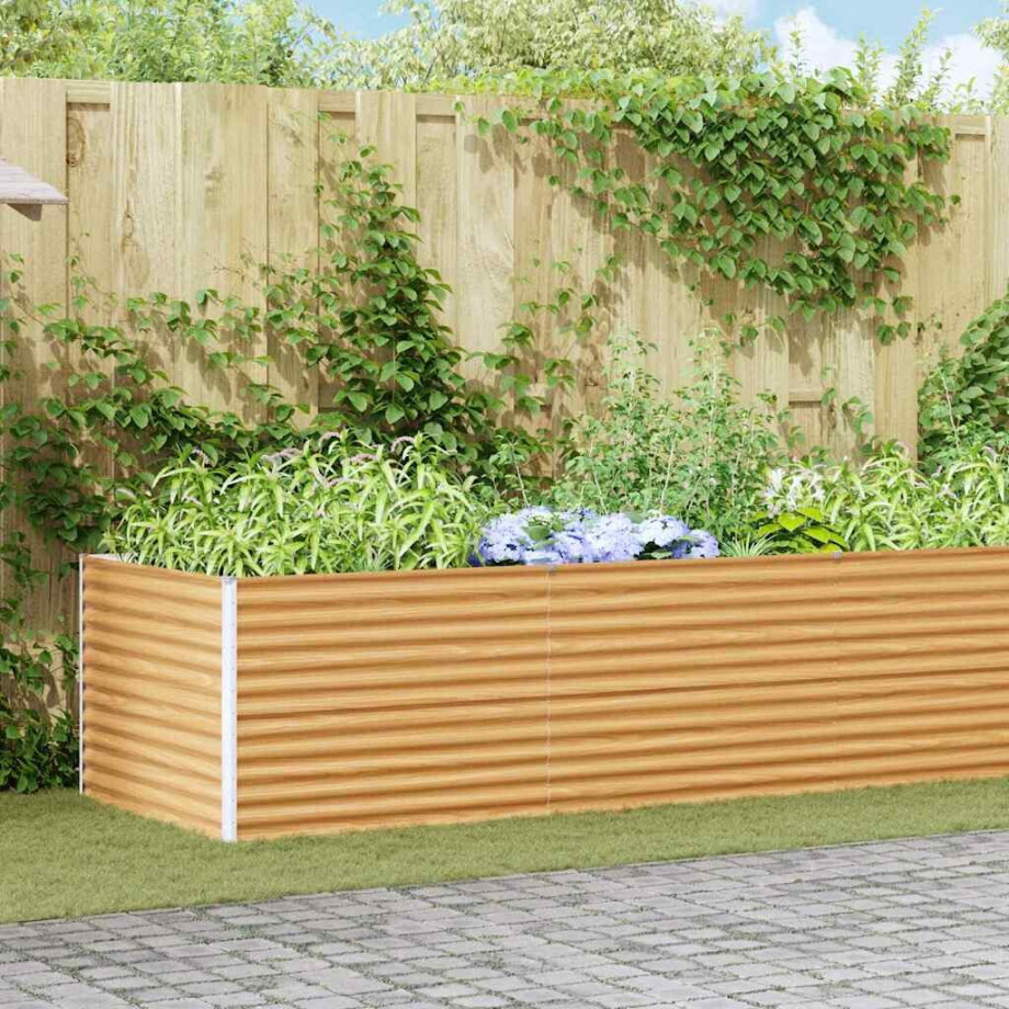 vidaXL Verhoogde plantenbak 485 x 100 x 68 cm Gegalvaniseerd staal afbeelding 1