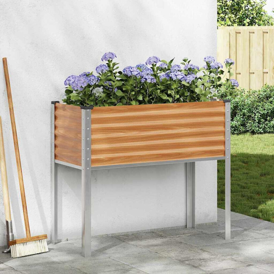 vidaXL Tuin Bloempot Licht Bruin 100 x 45 x 90 cm Gegalvaniseerd staal afbeelding 1