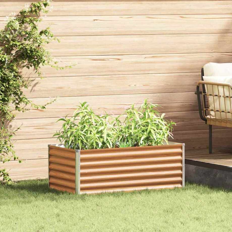 vidaXL Verhoogde plantenbak 98 x 50 x 36 cm Gegalvaniseerd staal afbeelding 1