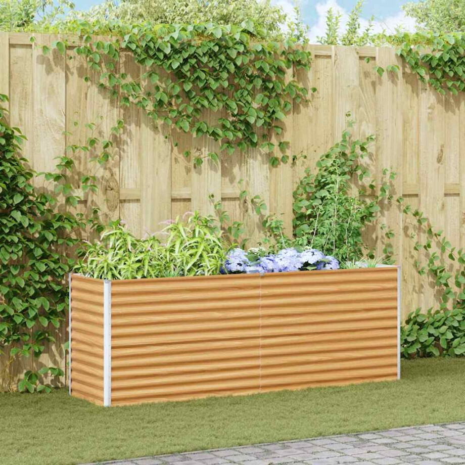 vidaXL Verhoogde plantenbak 195 x 50 x 68 cm Gegalvaniseerd staal afbeelding 1