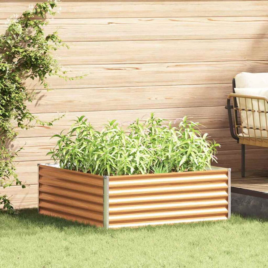vidaXL Verhoogde plantenbak 98 x 100 x 36 cm Gegalvaniseerd staal afbeelding 1