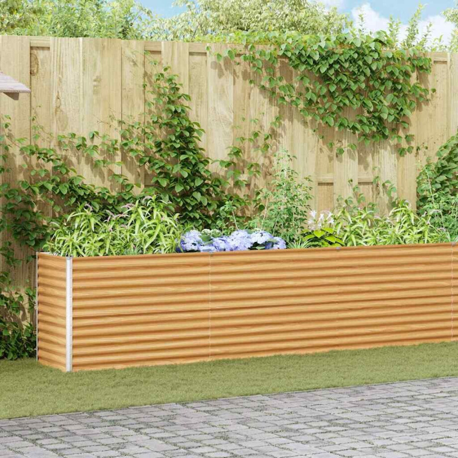 vidaXL Verhoogde plantenbak 485 x 50 x 68 cm Gegalvaniseerd staal afbeelding 1