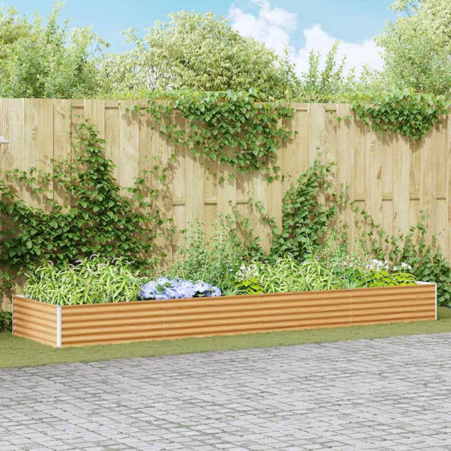 vidaXL Verhoogde plantenbak 390 x 100 x 36 cm Gegalvaniseerd staal afbeelding 1