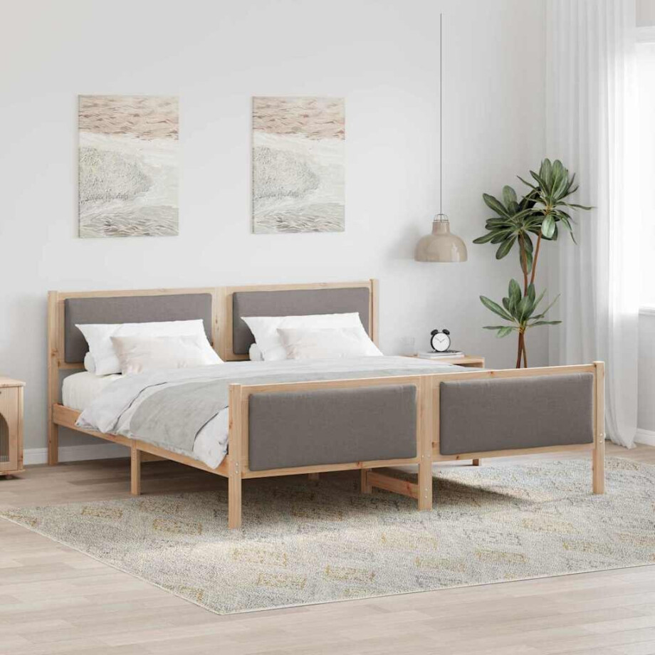 vidaXL Bedframe met hoofdeinde Taupe 180 x 200 cm Stof vidaXL Bedframe met hoofdeinde Taupe 180 x 200 cm Stof afbeelding 1