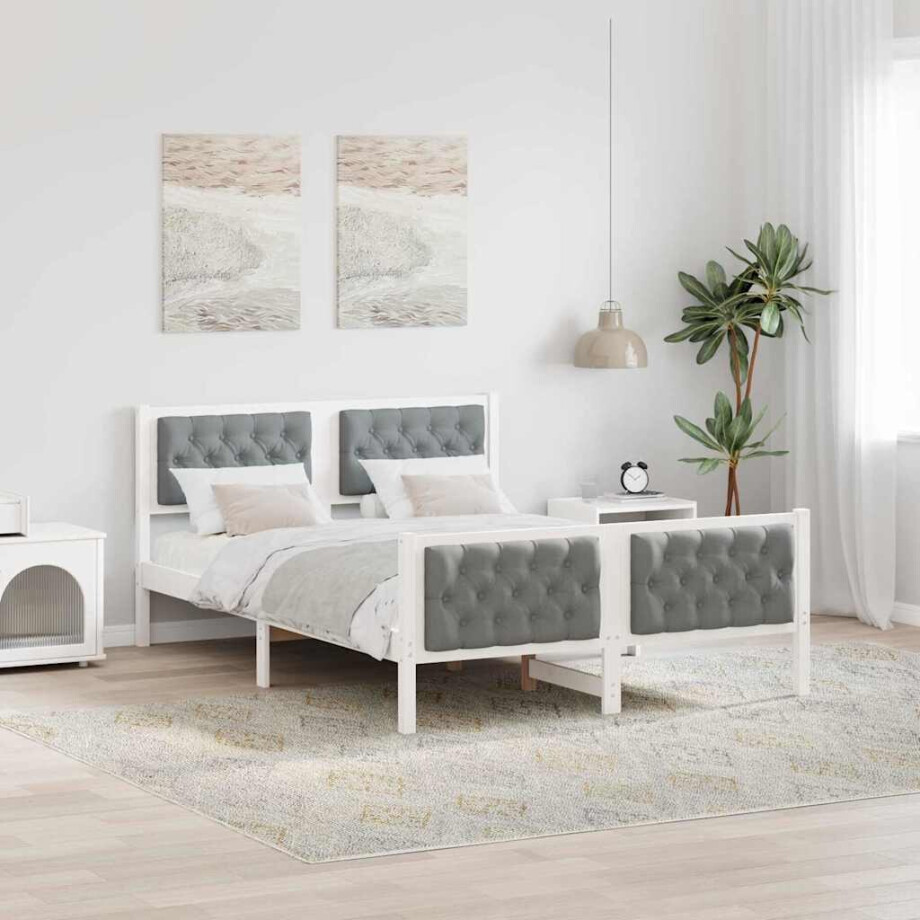 vidaXL Bedframe Lichtgrijs 150 x 200 cm Massief grenenhout afbeelding 1