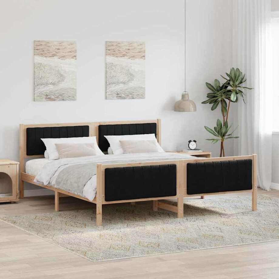 vidaXL Bedframe Bruin en zwart 180 x 200 cm Massief grenenhout vidaXL Bedframe Bruin en zwart 180 x 200 cm Massief grenenhout afbeelding 1