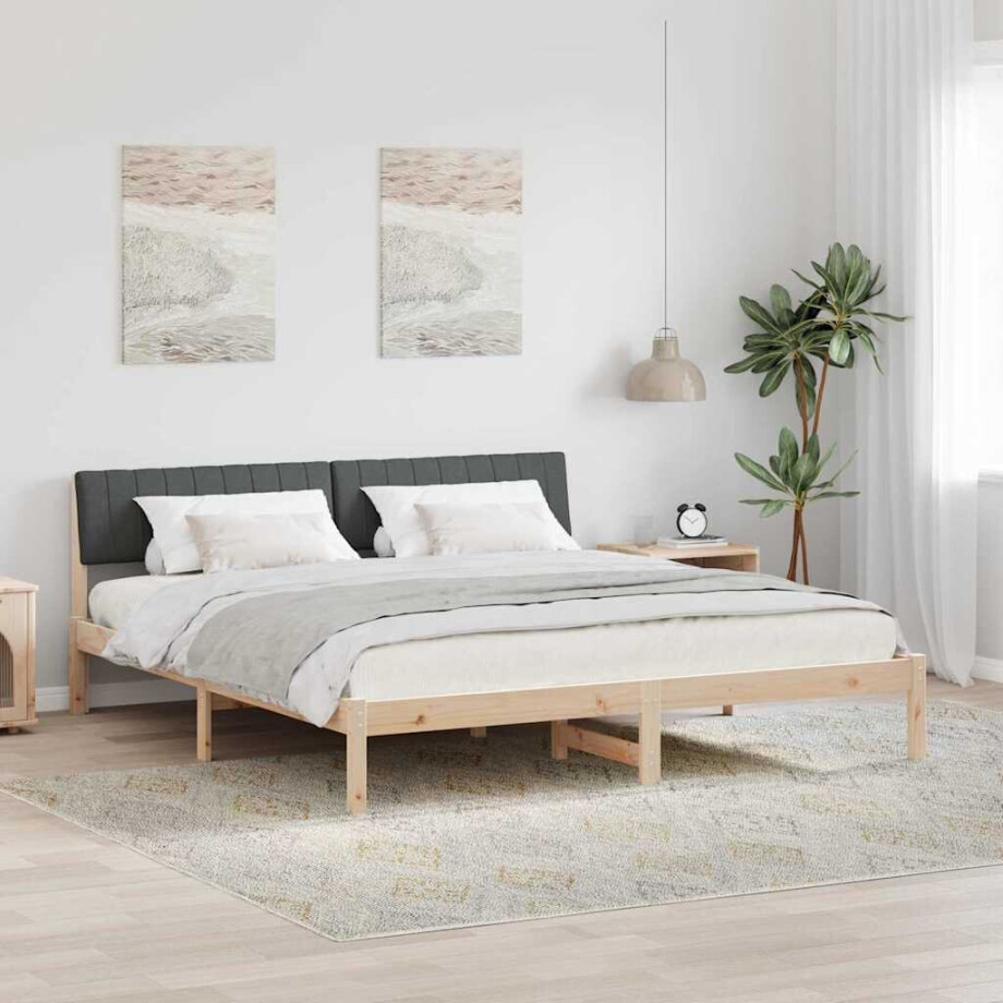 vidaXL Bedframe Bruin en donkergrijs 180 x 200 cm Massief grenenhout vidaXL Bedframe Bruin en donkergrijs 180 x 200 cm Massief grenenhout afbeelding 1
