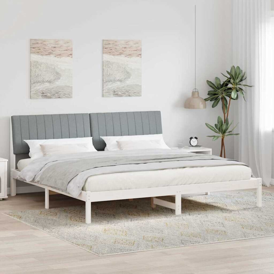 vidaXL Bedframe met hoofdeinde Wit 200 x 200 cm Massief grenenhout vidaXL Bedframe met hoofdeinde Wit 200 x 200 cm Massief grenenhout afbeelding 1