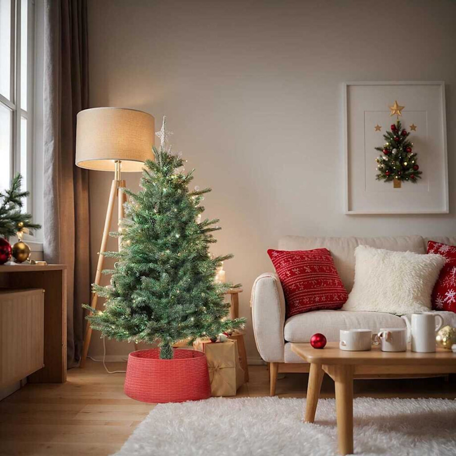vidaXL Kerstboomrok Rood Ø 65 x 24 cm Kunststof afbeelding 1