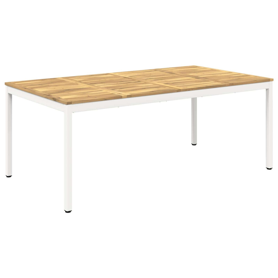 vidaXL Tuindiner tafel Wit 196 x 100,5 x 75 cm Massief Acaciahout afbeelding 1