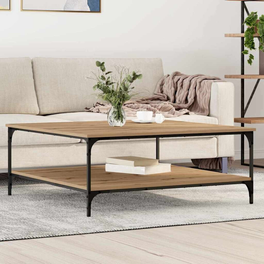 vidaXL Salontafel artisanaal eikenkleurig 100 x 100 x 40 cm afbeelding 1