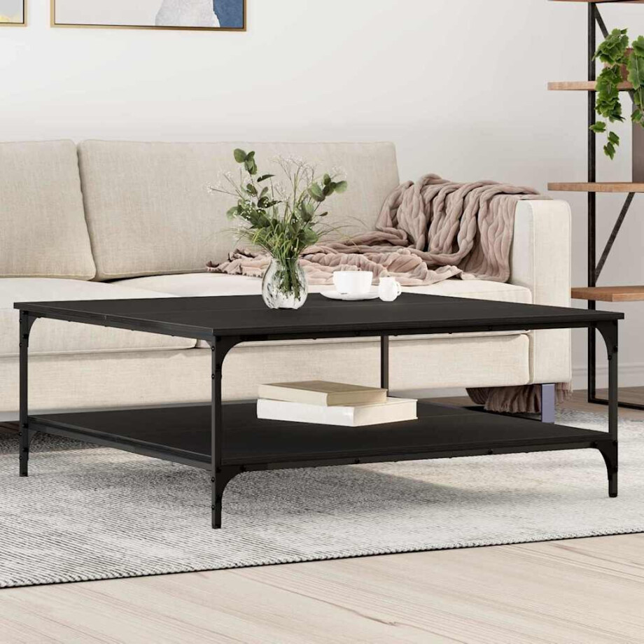 vidaXL Salontafel Zwart eiken 100 x 100 x 40 cm Bewerkt hout afbeelding 1