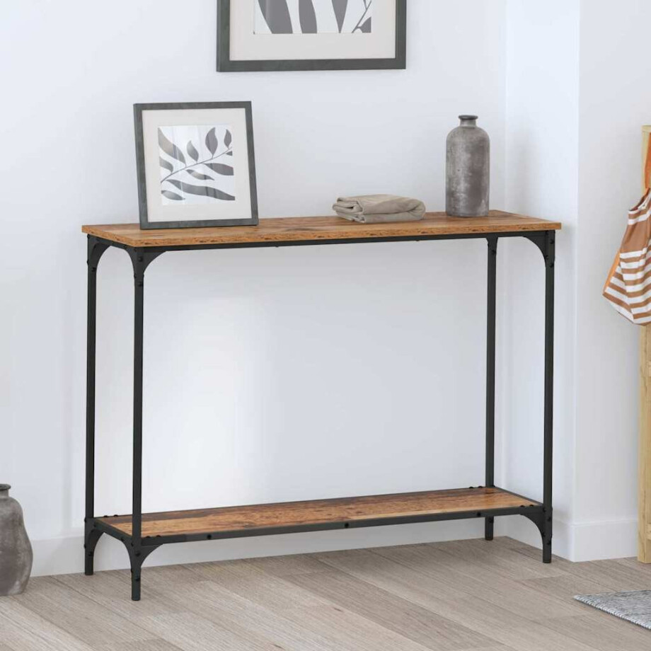 vidaXL Wandtafel met plank Oud hout 101 x 30.5 x 75 cm Bewerkt hout vidaXL Wandtafel met plank Oud hout 101 x 30.5 x 75 cm Bewerkt hout afbeelding 1