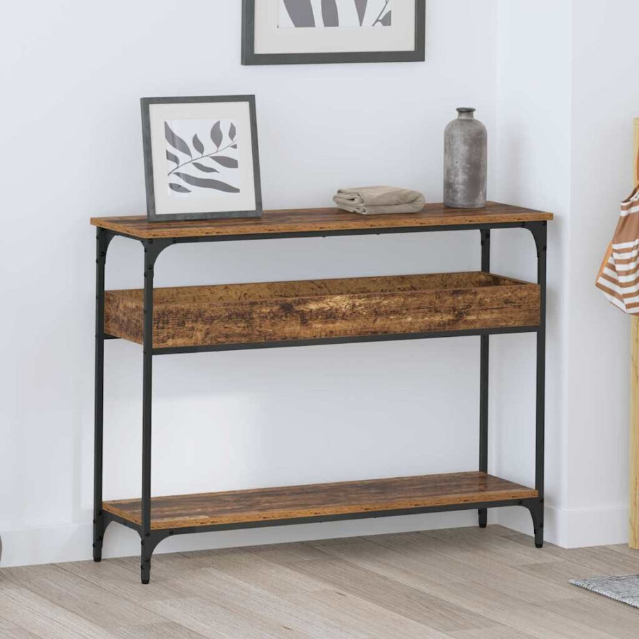 vidaXL Wandtafel met plank Oud hout 100 x 29 x 75 cm Bewerkt hout vidaXL Wandtafel met plank Oud hout 100 x 29 x 75 cm Bewerkt hout afbeelding 1