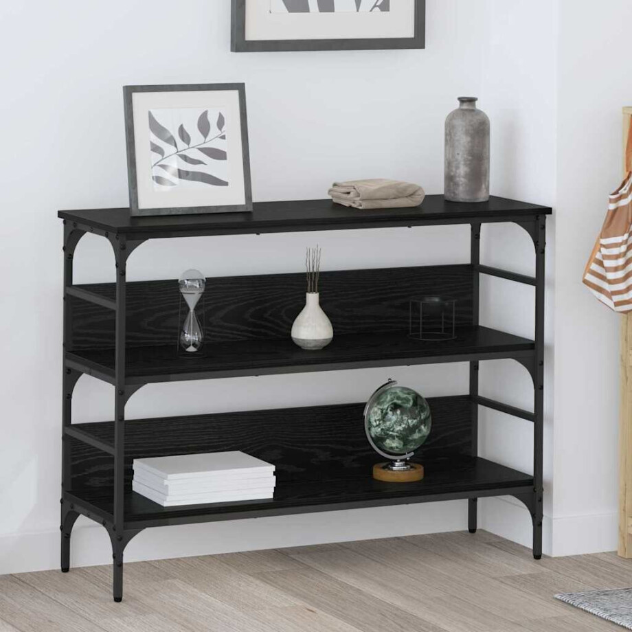 vidaXL Wandtafel met plank Zwart eiken 100 x 32 x 75 cm Bewerkt hout vidaXL Wandtafel met plank Zwart eiken 100 x 32 x 75 cm Bewerkt hout afbeelding 1