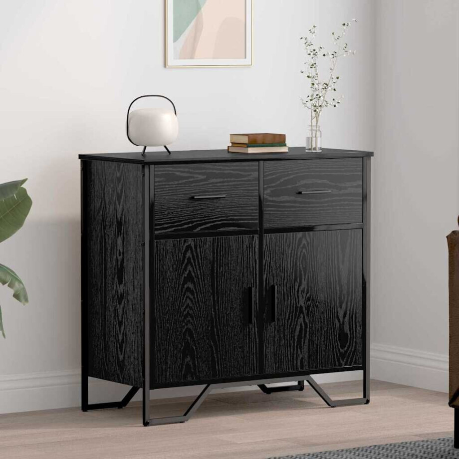 vidaXL Dressoir met lade Zwart Eiken 79,5 x 35,5 x 74,5 cm afbeelding 1