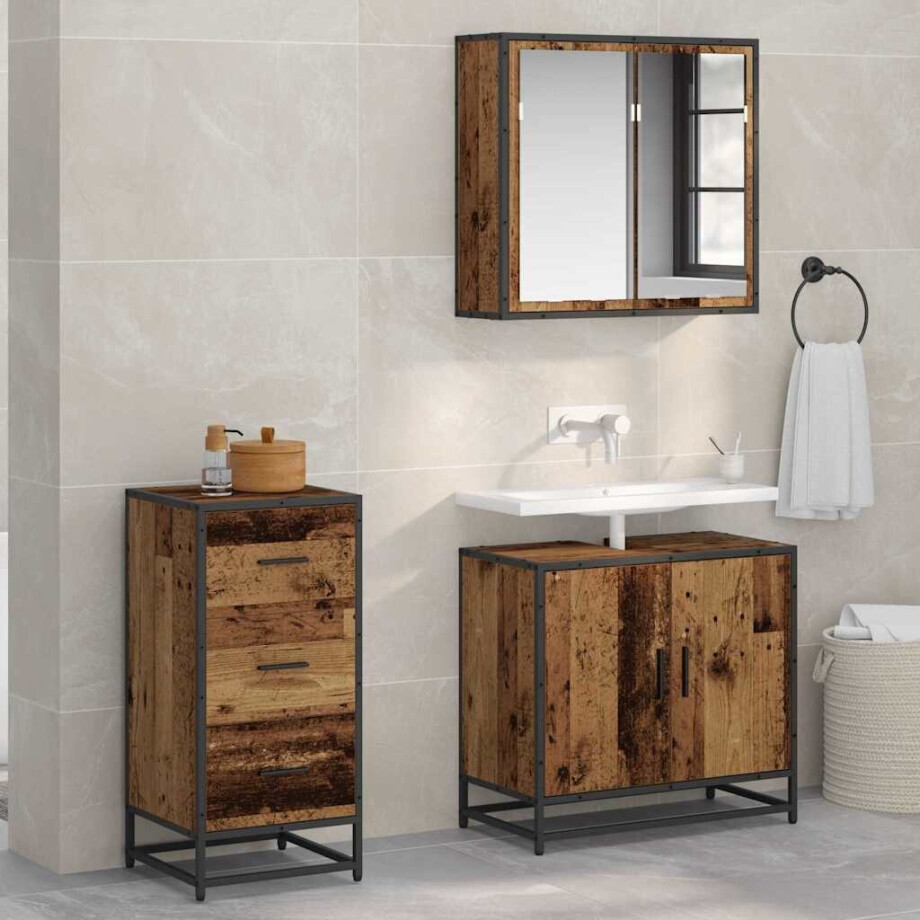 vidaXL Dressoir Oudhout 35,5 x 35 x 76 cm afbeelding 1