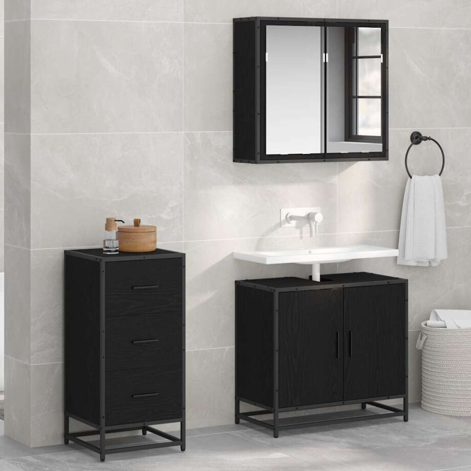 vidaXL Dressoir Zwart Eiken 35,5 x 35 x 76 cm vidaXL Dressoir Zwart Eiken 35,5 x 35 x 76 cm afbeelding 1