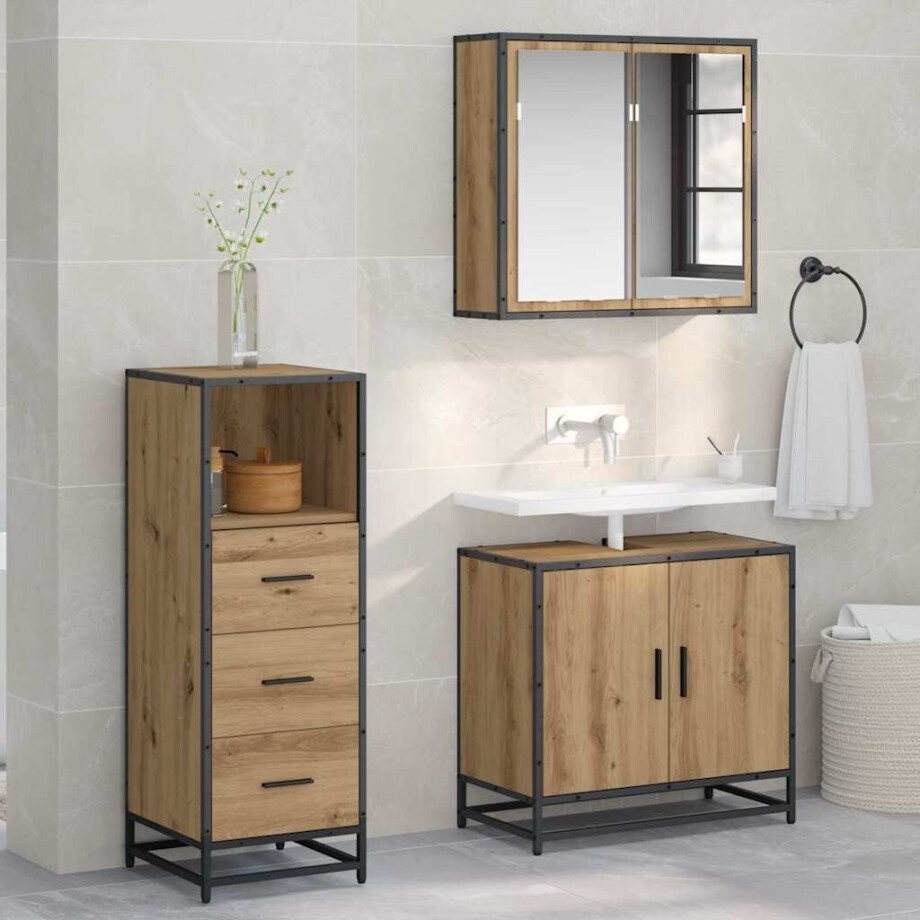 vidaXL Badkamer Kast artisanaal eikenkleurig 35 x 37,5 x 100 cm vidaXL Badkamer Kast artisanaal eikenkleurig 35 x 37,5 x 100 cm afbeelding 1