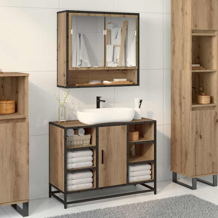vidaXL Badkamer spiegelkast artisanaal eikenkleurig 65 x 20 x 60 cm vidaXL Badkamer spiegelkast artisanaal eikenkleurig 65 x 20 x 60 cm afbeelding 1