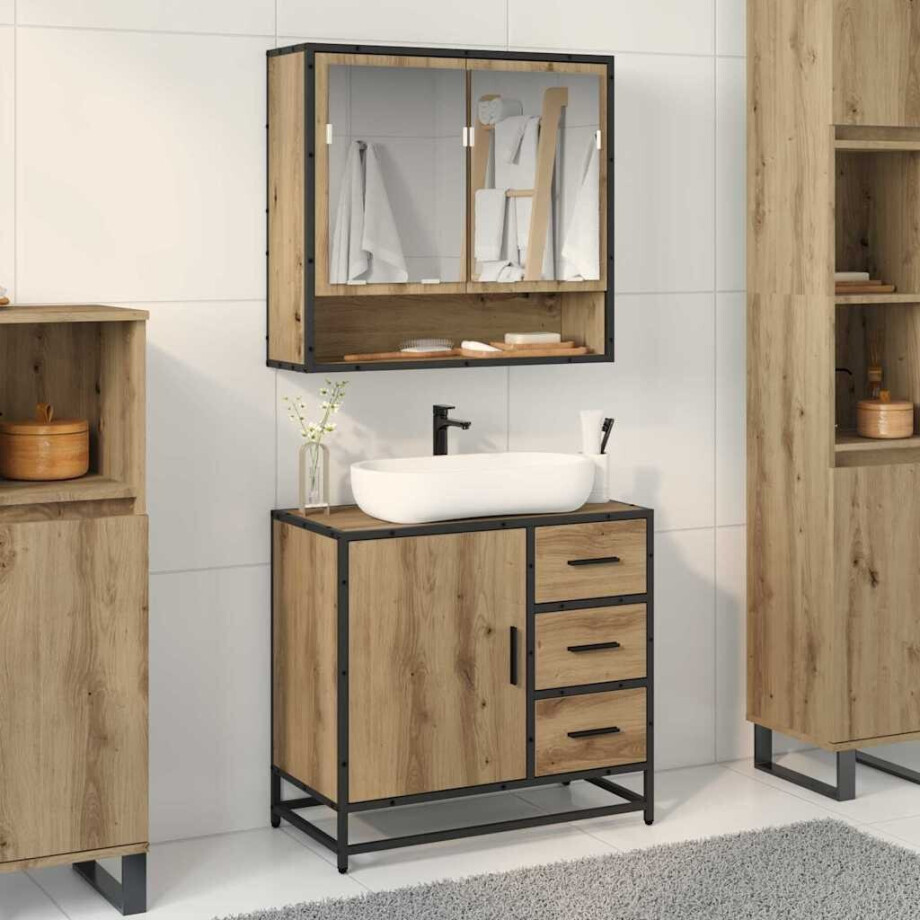 vidaXL Badkamertenk te kast artisanaal eikenkleurig 65 x 33 x 60 cm vidaXL Badkamertenk te kast artisanaal eikenkleurig 65 x 33 x 60 cm afbeelding 1