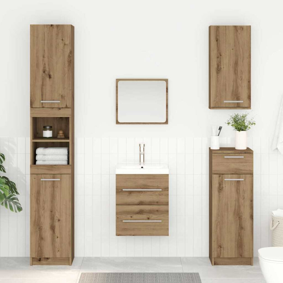 vidaXL Wastafelkast Artisan Eiken 38,5 x 41 x 48 cm Bewerkt hout afbeelding 1