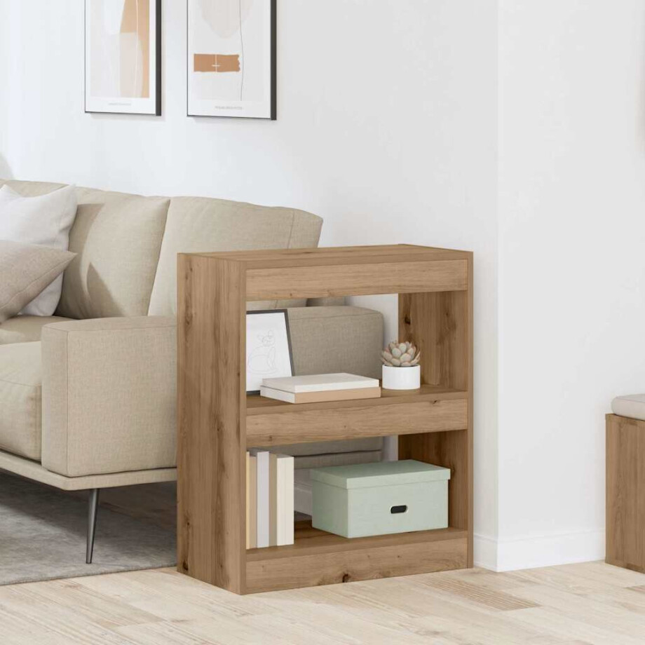 vidaXL Boekenkast artisanaal eikenkleurig 60 x 30 x 72 cm Bewerkt hout afbeelding 1
