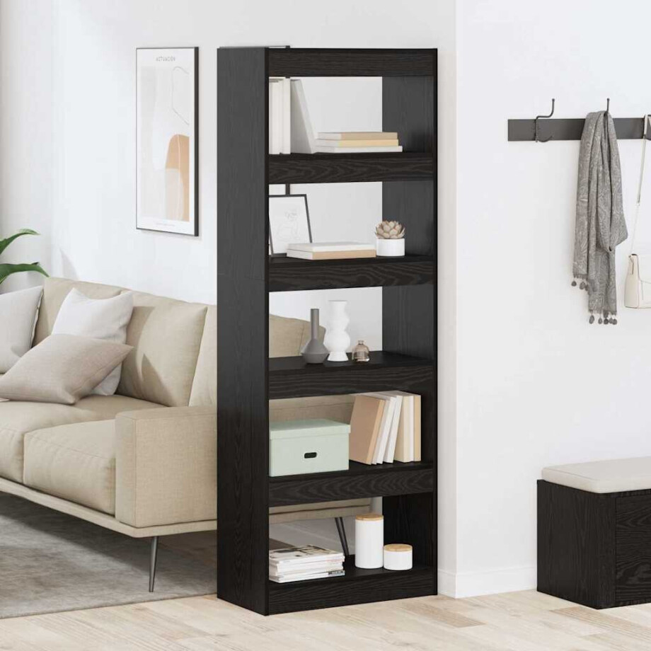 vidaXL Boekenkast Zwart eiken 60 x 30 x 166 cm Bewerkt hout afbeelding 1