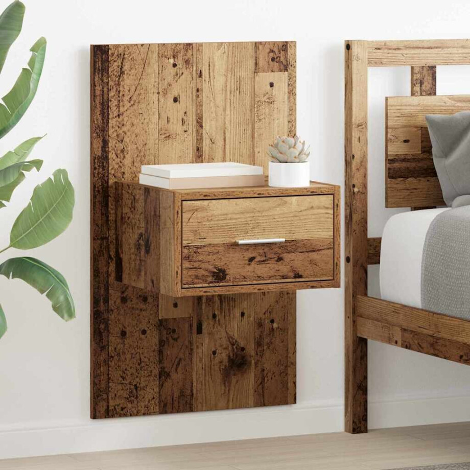 vidaXL Bedkast 2 pcs Oud hout 48.5 x 32.5 x 80 cm Bewerkt hout afbeelding 1