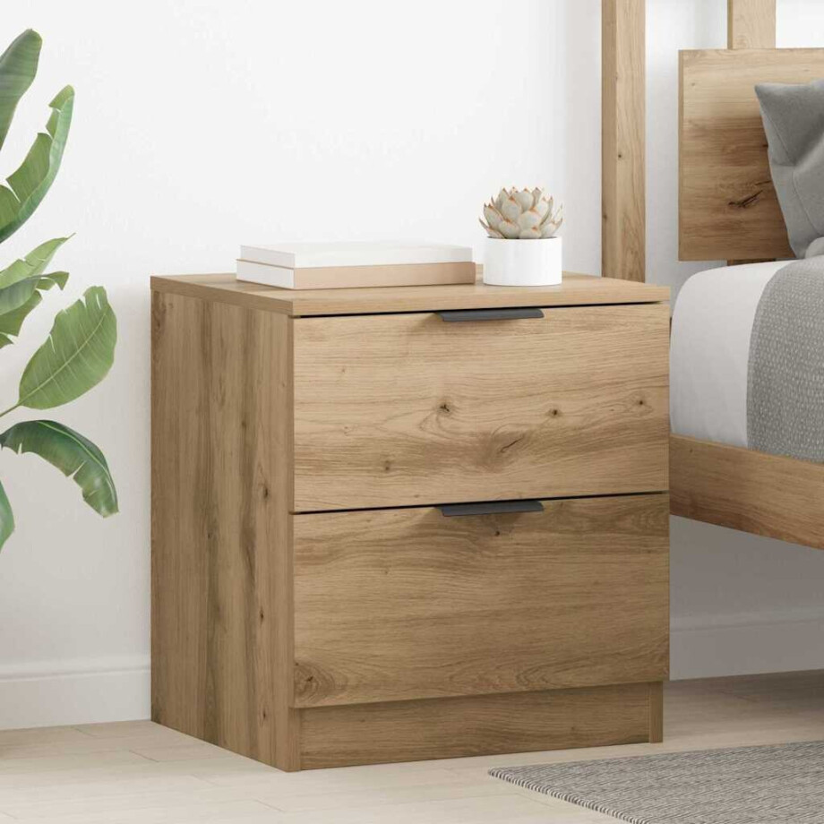 vidaXL Nachtkastje 2 pcs artisanaal eikenkleurig 45 x 39 x 50 cm afbeelding 1
