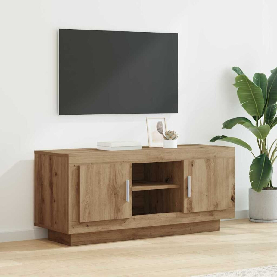 vidaXL TV-kast Artisan Eiken 102 x 35 x 45 cm Bewerkt hout vidaXL TV-kast Artisan Eiken 102 x 35 x 45 cm Bewerkt hout afbeelding 1