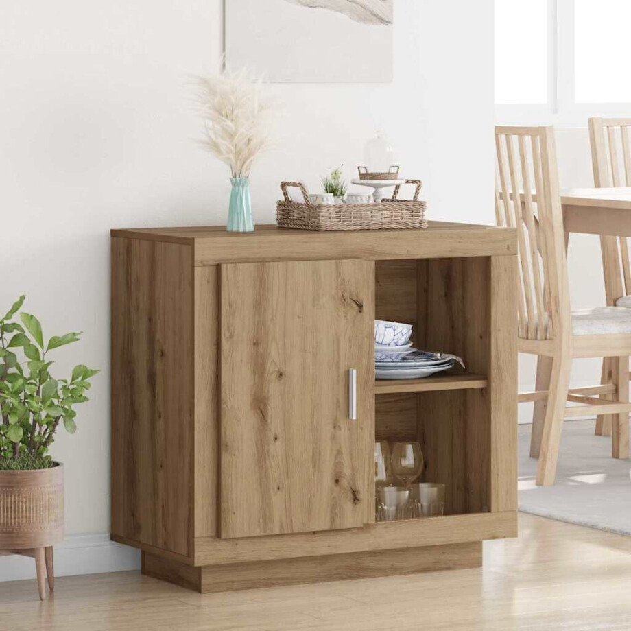 vidaXL Dressoir artisanaal eikenkleurig 40 x 80 x 75 cm Bewerkt hout vidaXL Dressoir artisanaal eikenkleurig 40 x 80 x 75 cm Bewerkt hout afbeelding 1