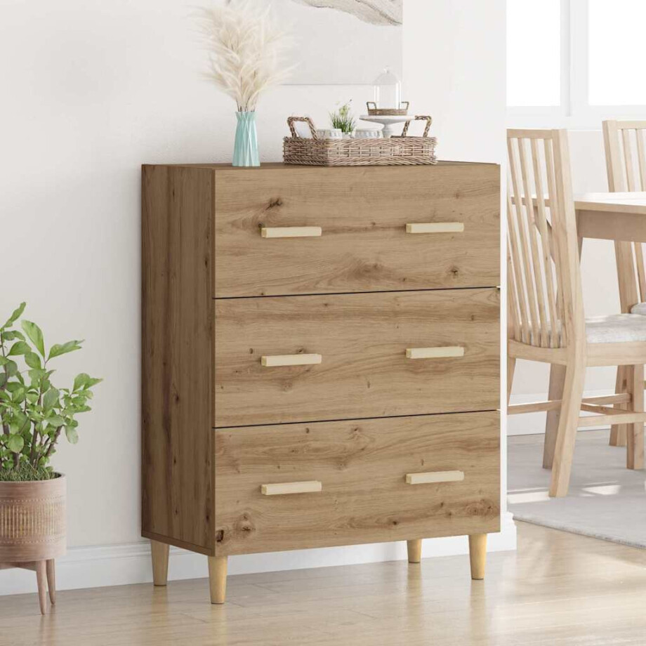 vidaXL Dressoir artisanaal eikenkleurig 34 x 69,5 x 90 cm Bewerkt hout vidaXL Dressoir artisanaal eikenkleurig 34 x 69,5 x 90 cm Bewerkt hout afbeelding 1