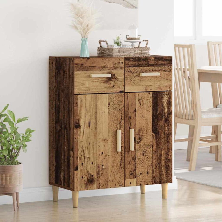 vidaXL Dressoir met lade Oud hout 34 x 69.5 x 89 cm Bewerkt hout vidaXL Dressoir met lade Oud hout 34 x 69.5 x 89 cm Bewerkt hout afbeelding 1