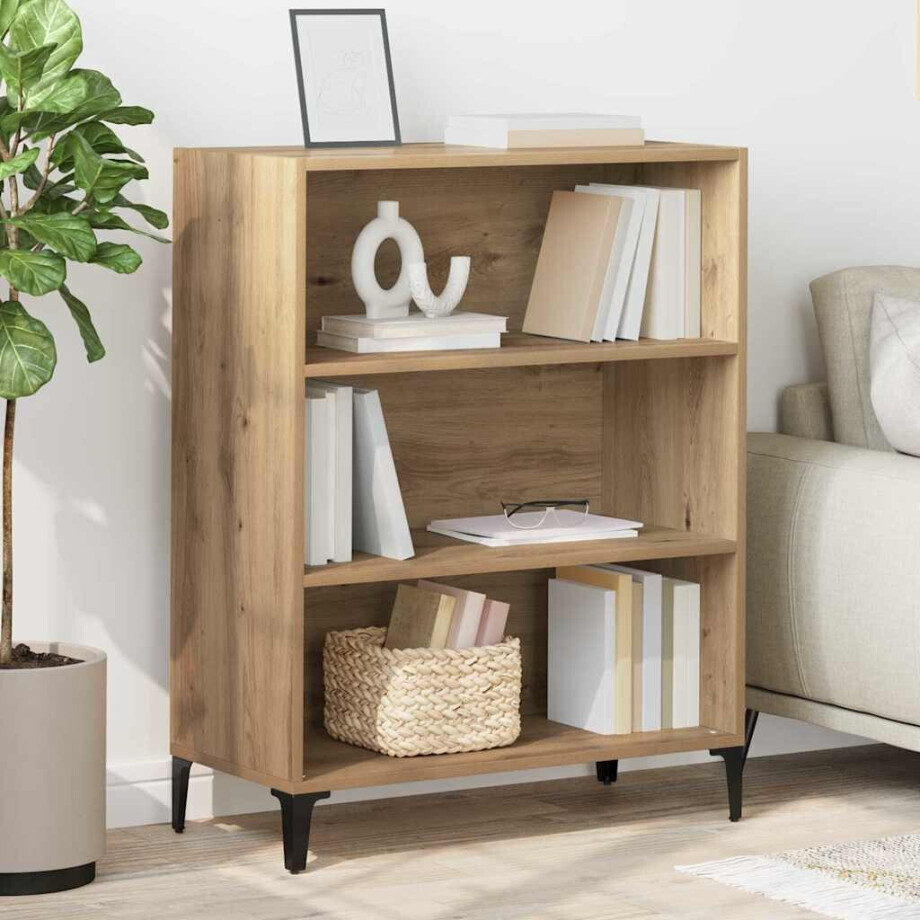 vidaXL Dressoir Artisan Eiken 69,5 x 32,5 x 90 cm Bewerkt hout afbeelding 1