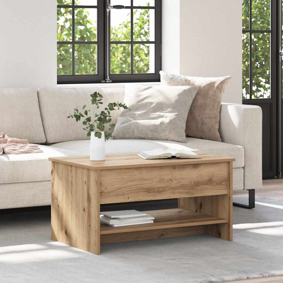 vidaXL Salontafel Artisan Eiken 80 x 50,5 x 41,5 cm Bewerkt hout vidaXL Salontafel Artisan Eiken 80 x 50,5 x 41,5 cm Bewerkt hout afbeelding 1