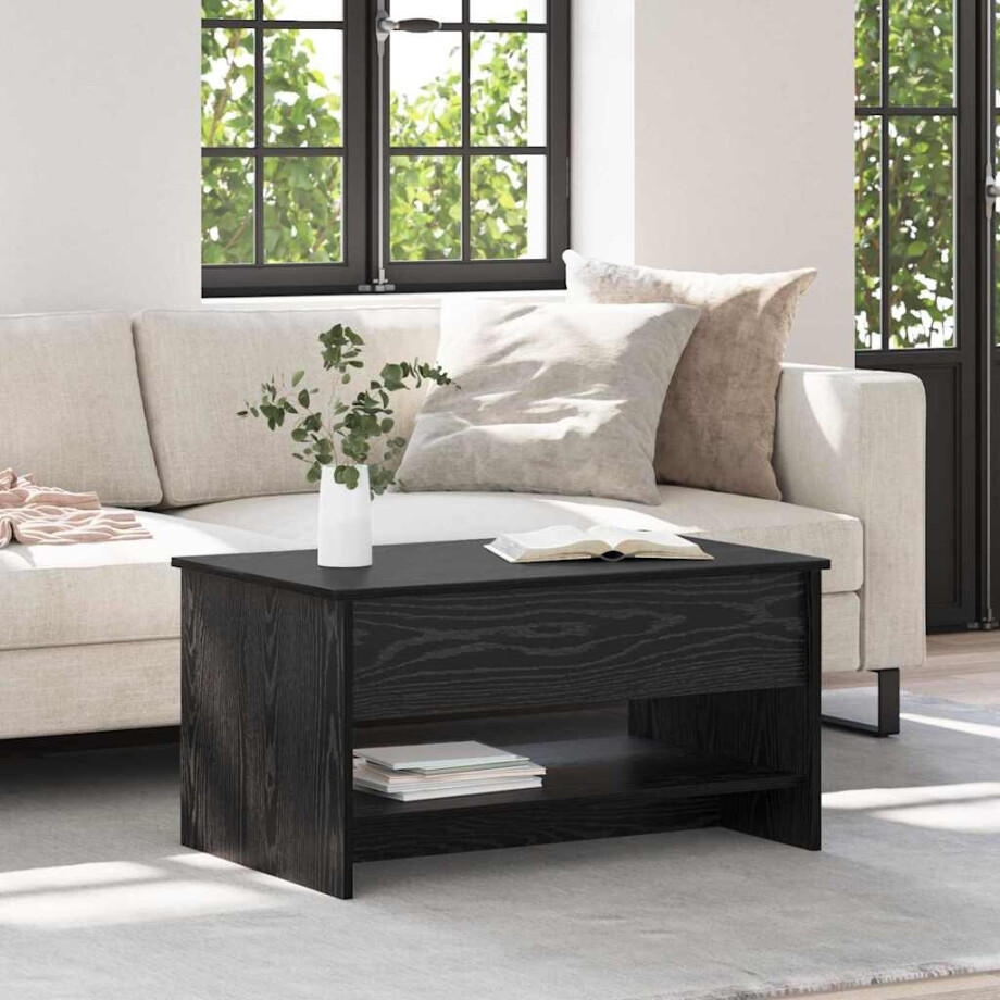 vidaXL Salontafel Zwart Eiken 80 x 50,5 x 41,5 cm Bewerkt hout vidaXL Salontafel Zwart Eiken 80 x 50,5 x 41,5 cm Bewerkt hout afbeelding 1